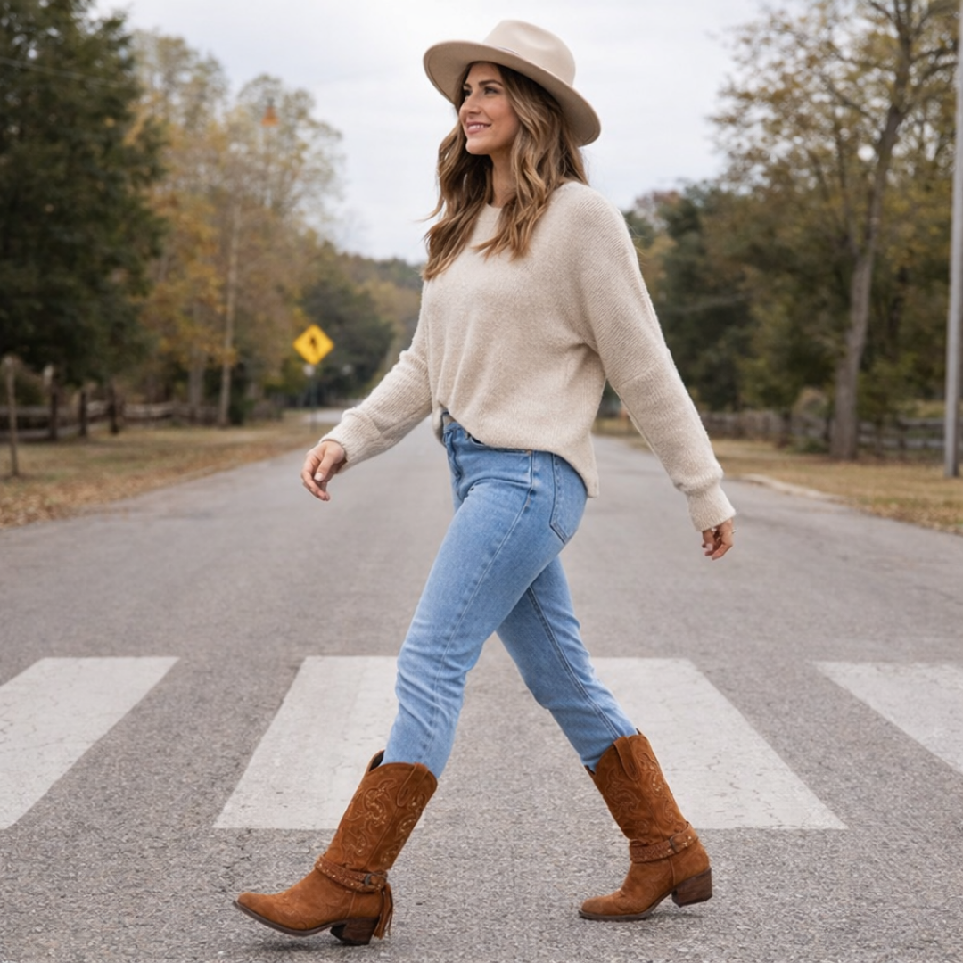 Women’s Brown Shaft Western Boots - Snip Toe