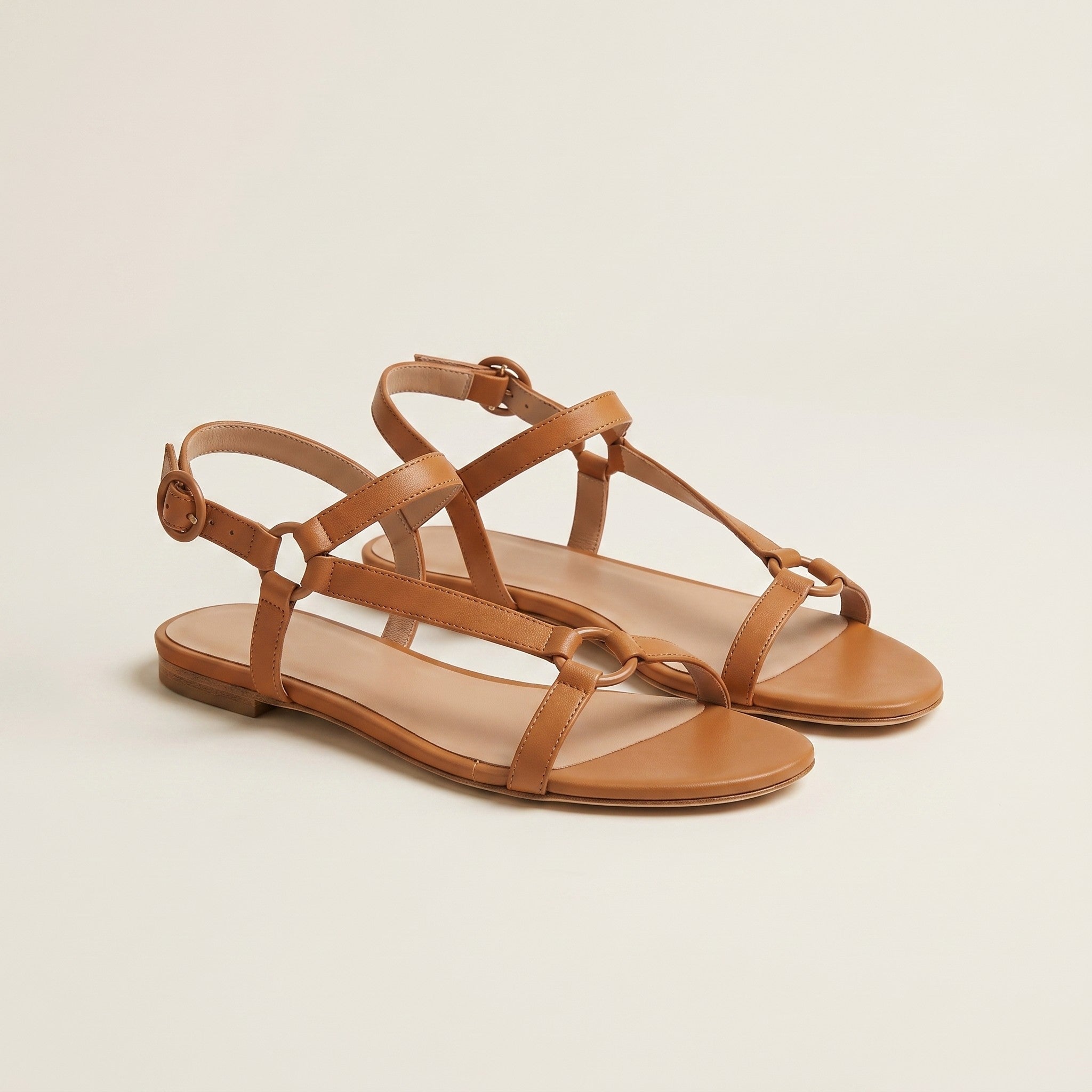 Indie | Women's Ankle-Strap Flat Sandals - Pair - Tan