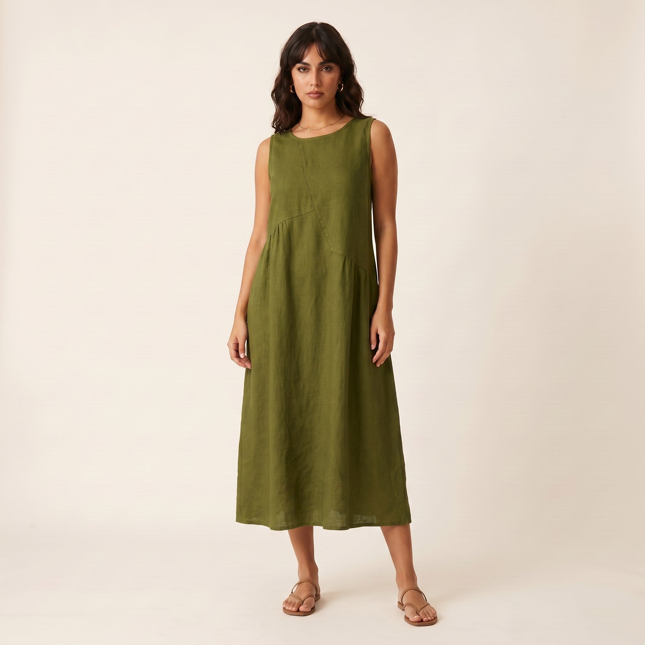 Mara | Women's Cut-Out Midi Dress - Olive