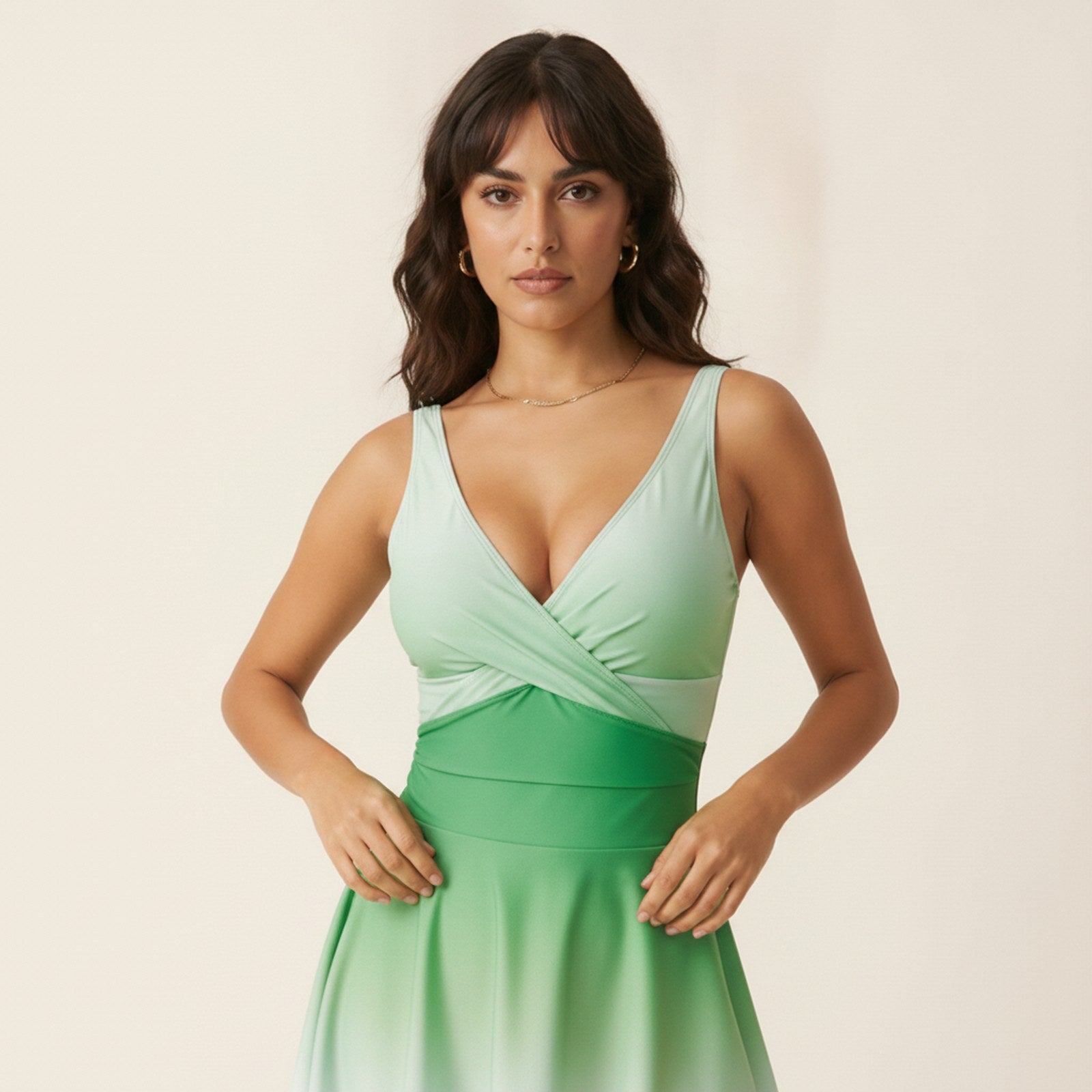 AIv2: Dahlia | Women's V-Neck Gradient One-Piece Swimsuit - Detail