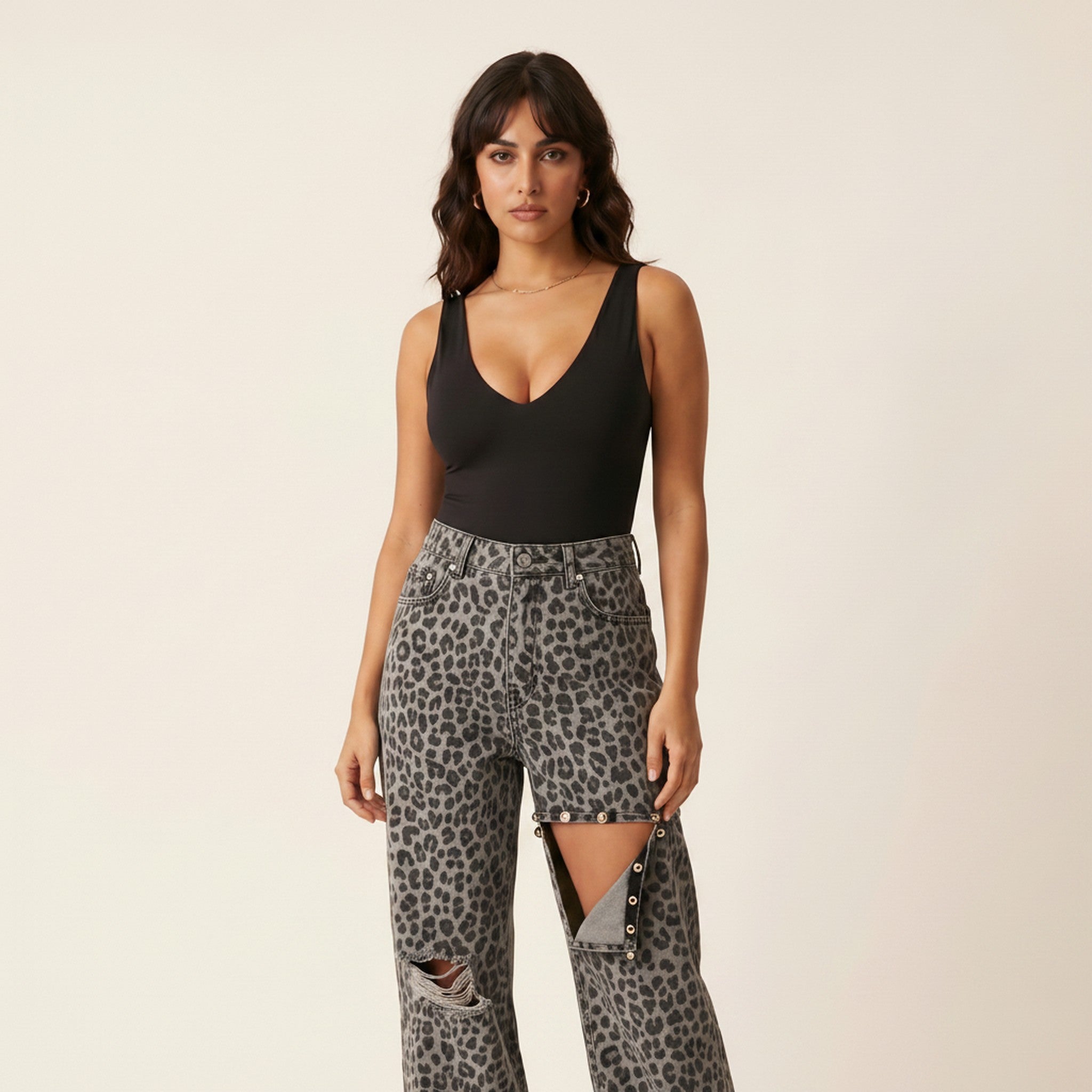 Blaze | Leopard Fade Baggy Jeans - view 3