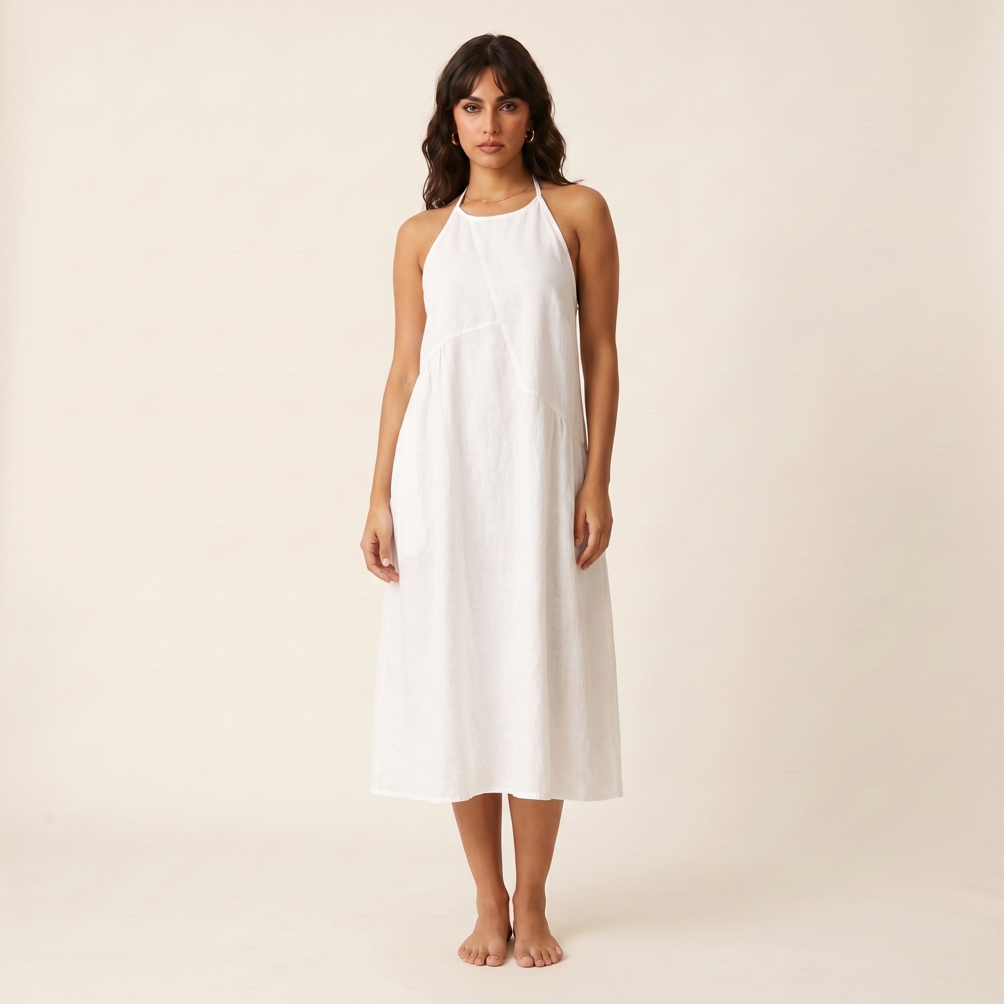 Tess | Women's Halter Sundress - White