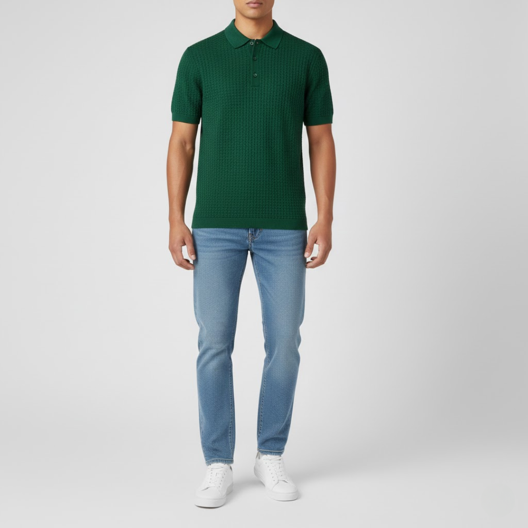Textured Knit Polo Shirt