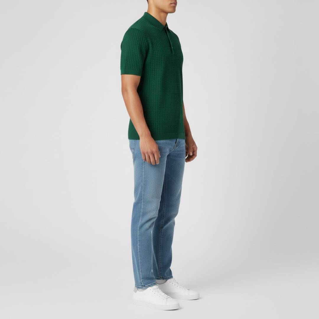 Textured Knit Polo Shirt