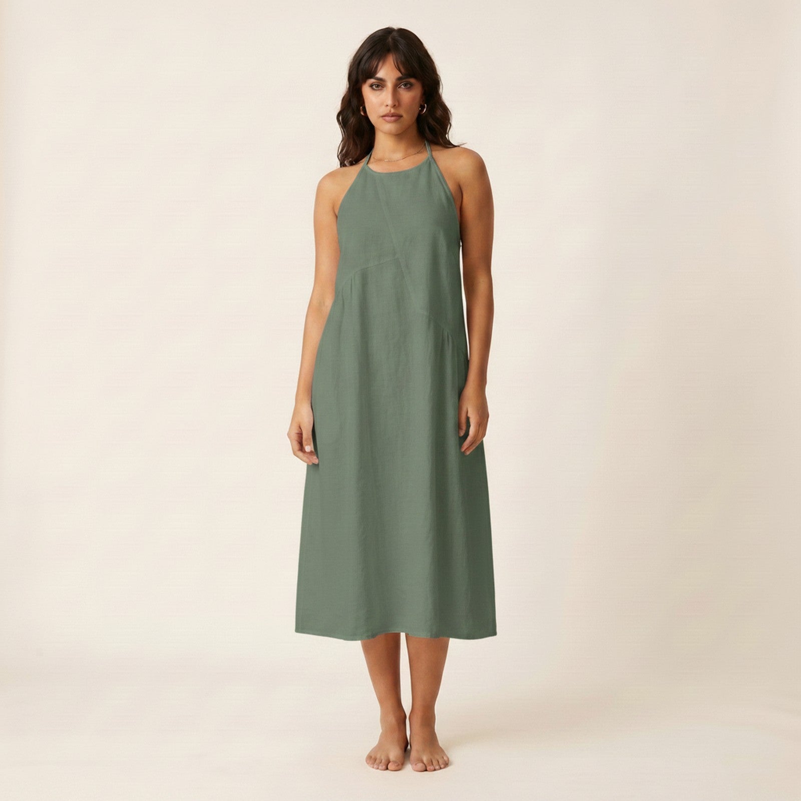 Tess | Women's Halter Sundress - Sage