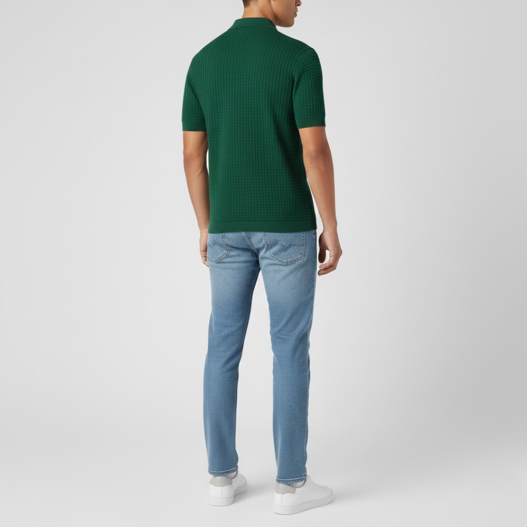 Textured Knit Polo Shirt