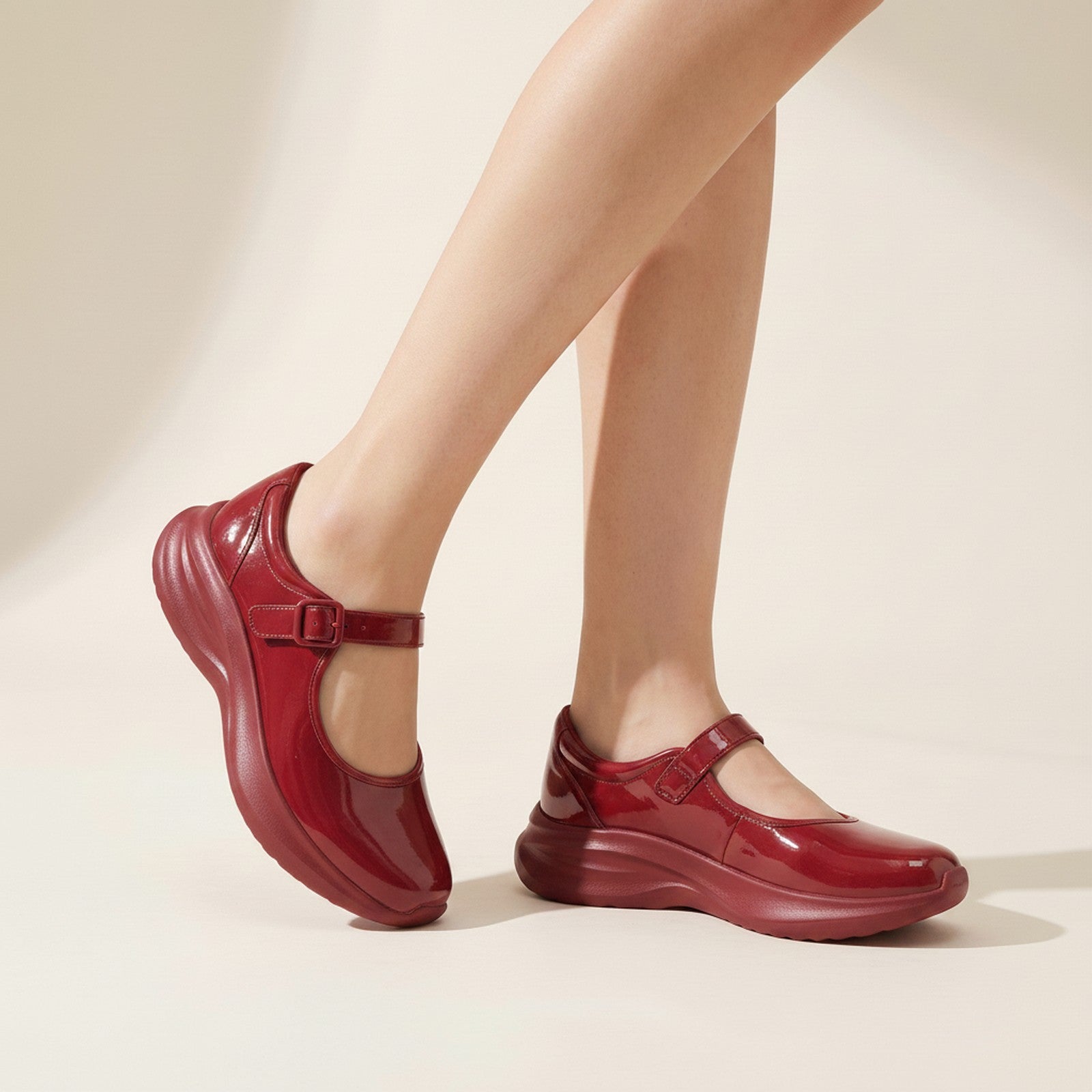 Hazel | Women's Mary Jane Flats - Patent Cherry
