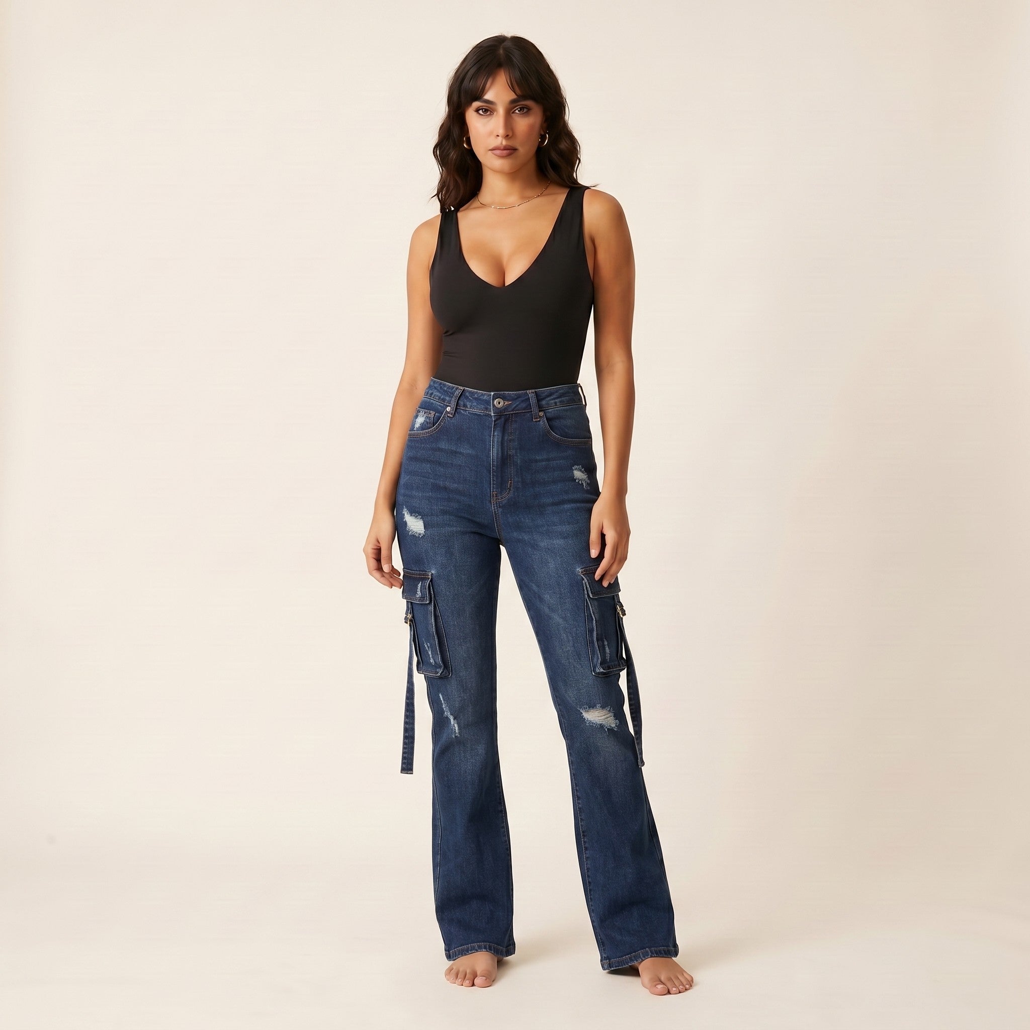 Lux | Women's High-Waist Flared Jeans - Dark Indigo
