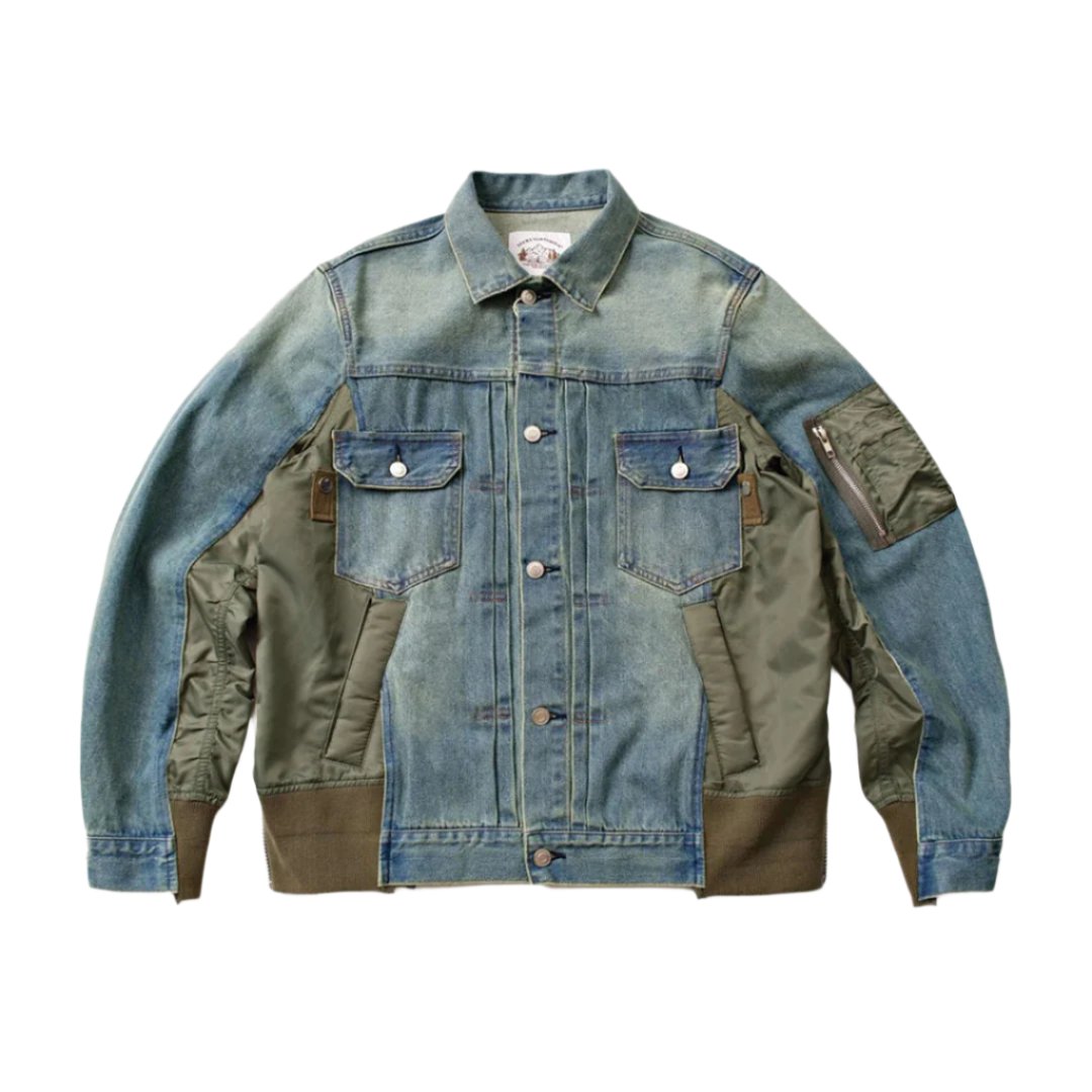 Patchwork Cargo Denim Jacket