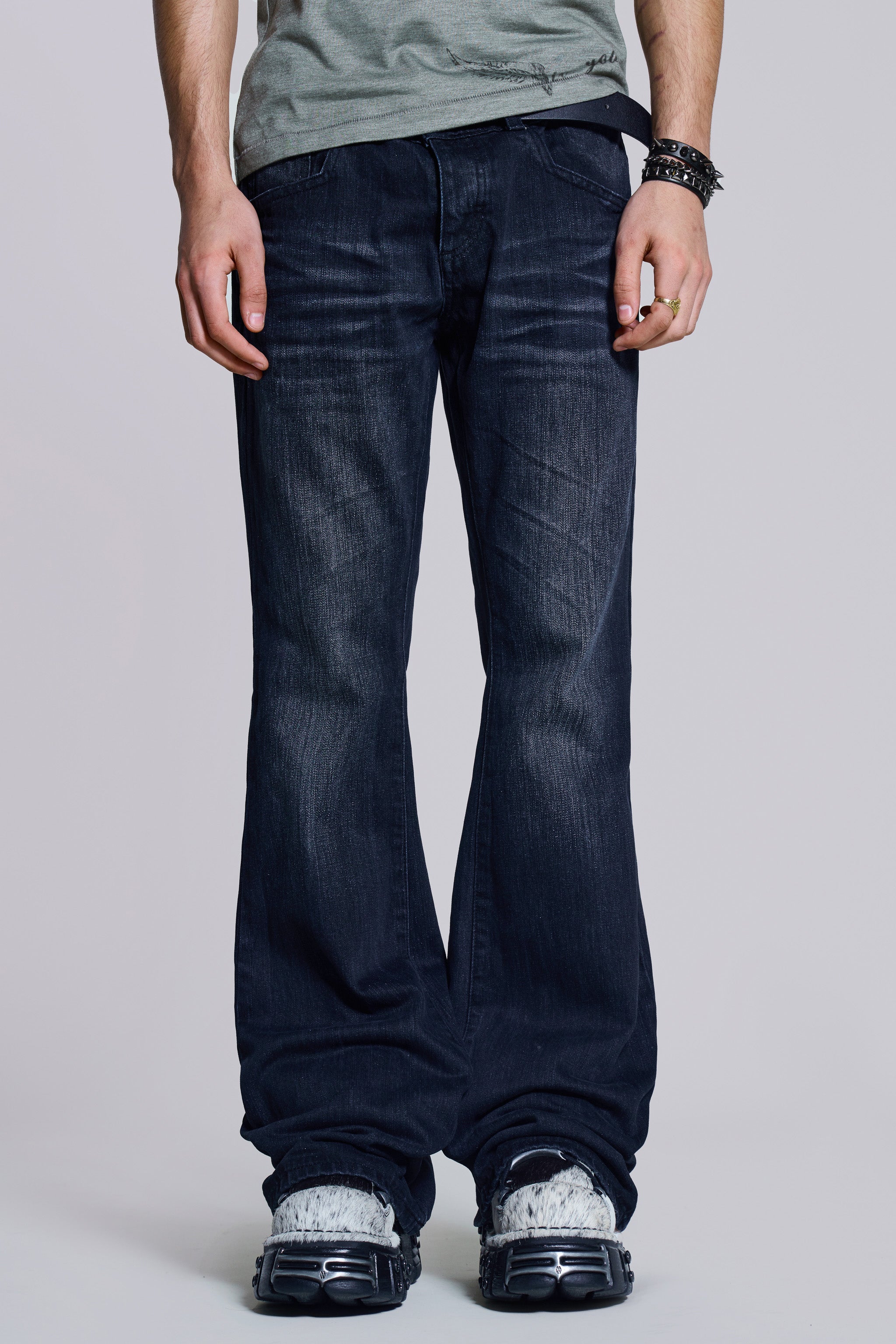 Indigo Creased Drift Bootcut Jeans