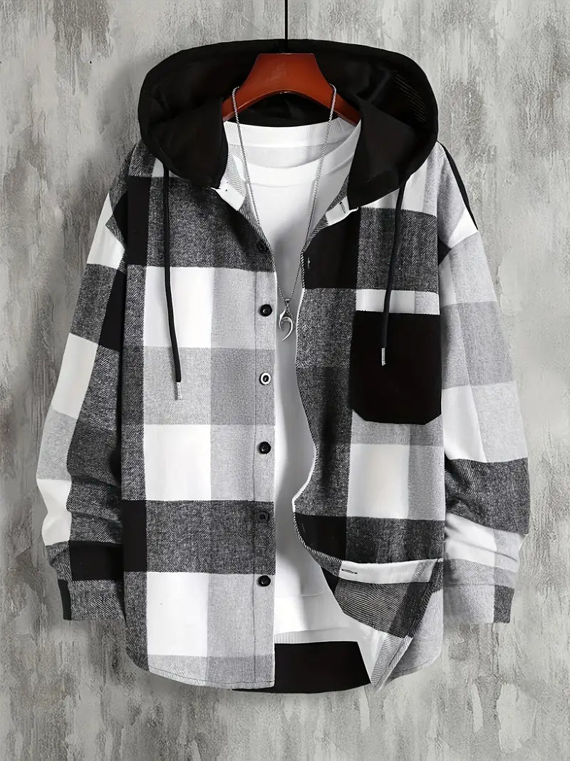 Men's Plaid Hooded Jacket