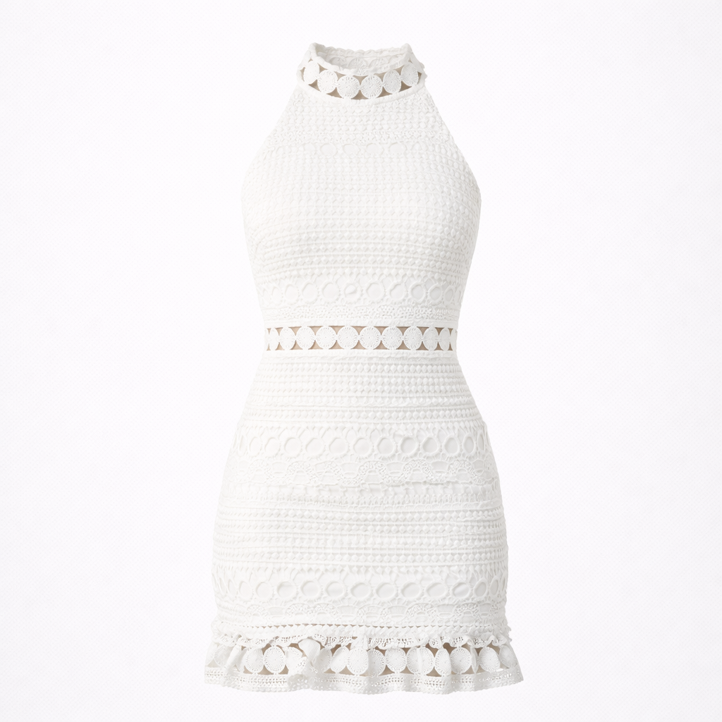 Women’s White Lace Mini Dress - Short Length