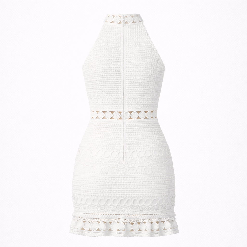 Women’s White Lace Mini Dress - Short Length
