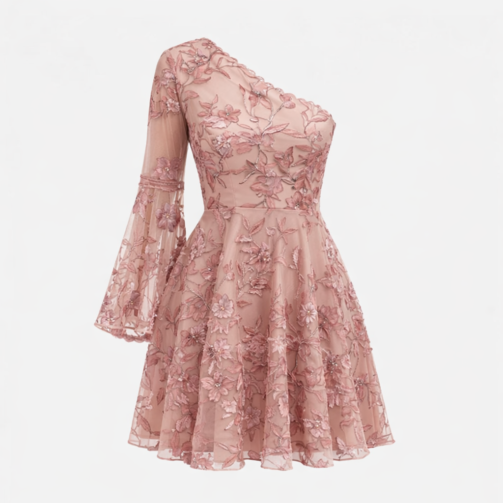 Women’s Rose Embroidered Mini Dress - Short Length