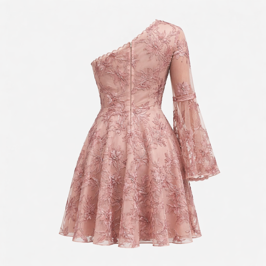 Women’s Rose Embroidered Mini Dress - Short Length