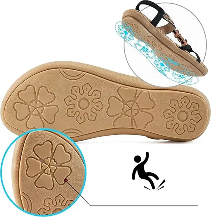 Colella | Elegant sandals decorated with flowers and a rhinestone butterfly
