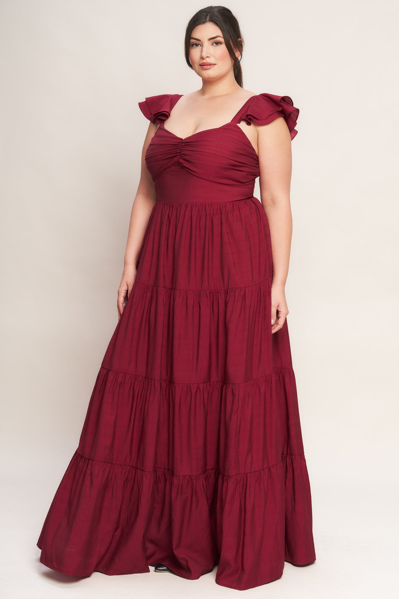 Deep Red Woven Maxi Dress
