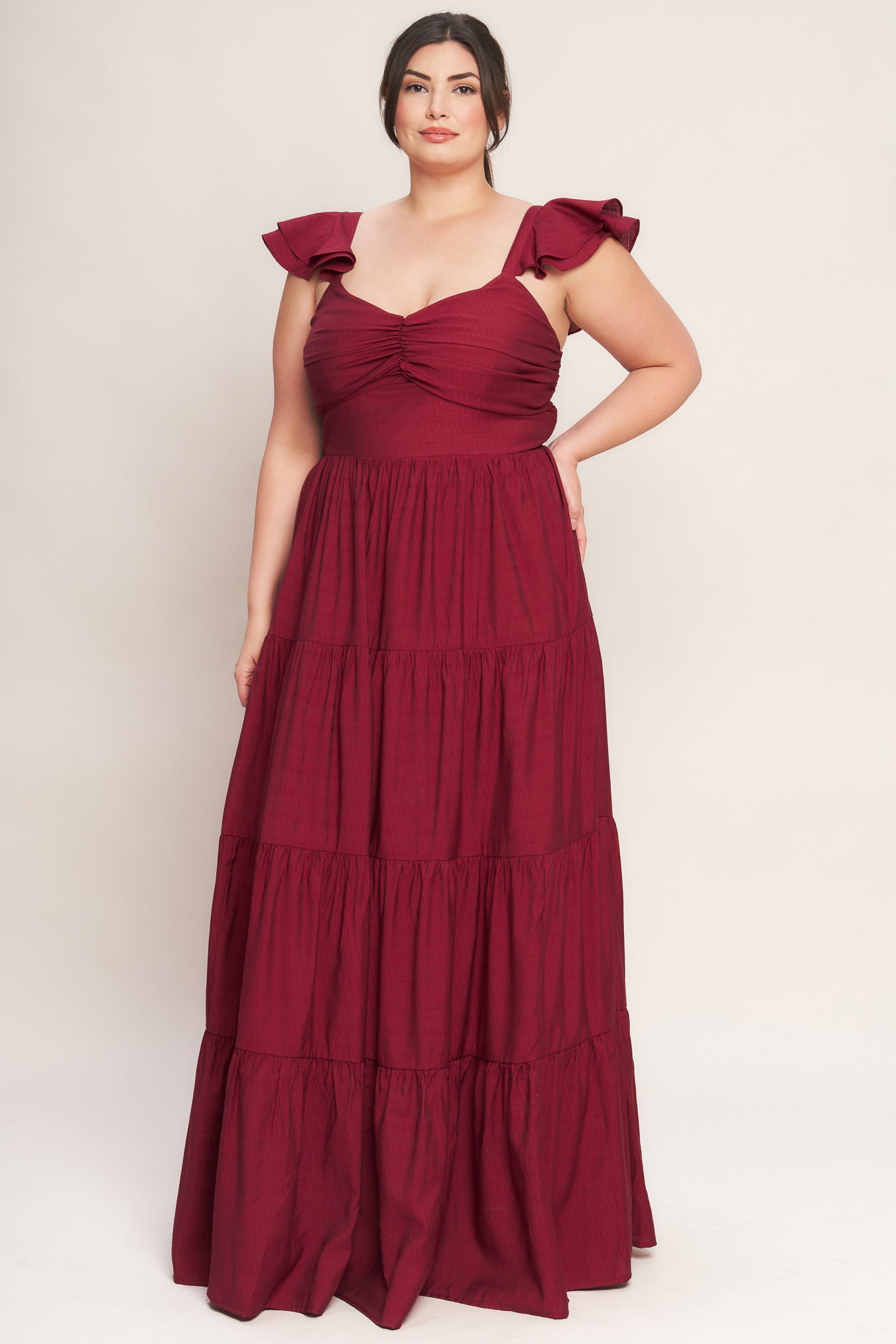 Deep Red Woven Maxi Dress