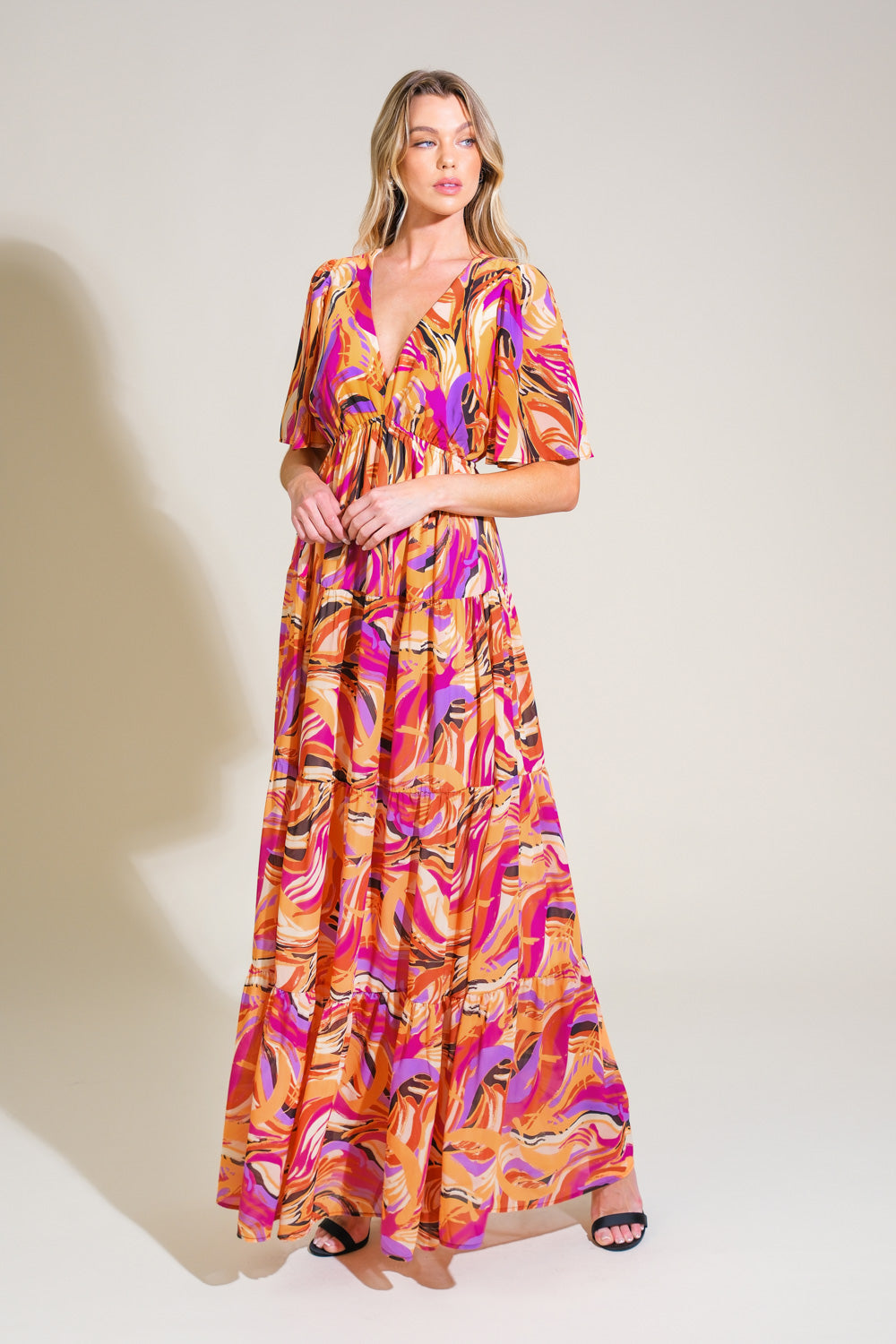 Printed woven maxi dress