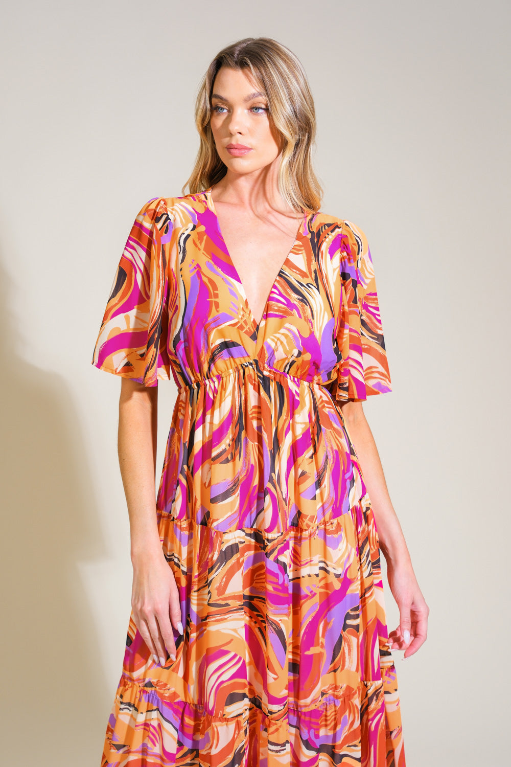 Printed woven maxi dress