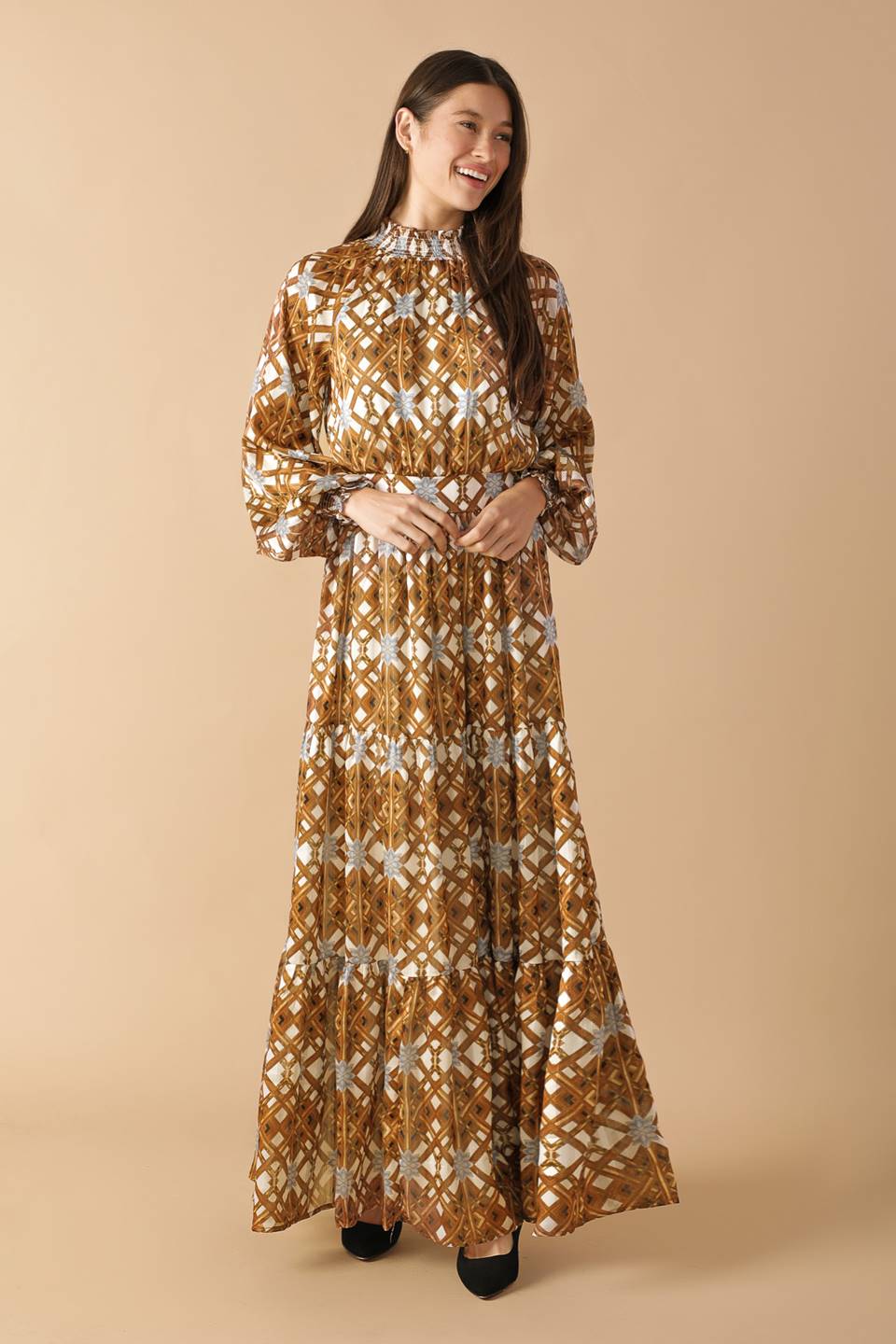 Celestial Cascade Woven Maxi Dress