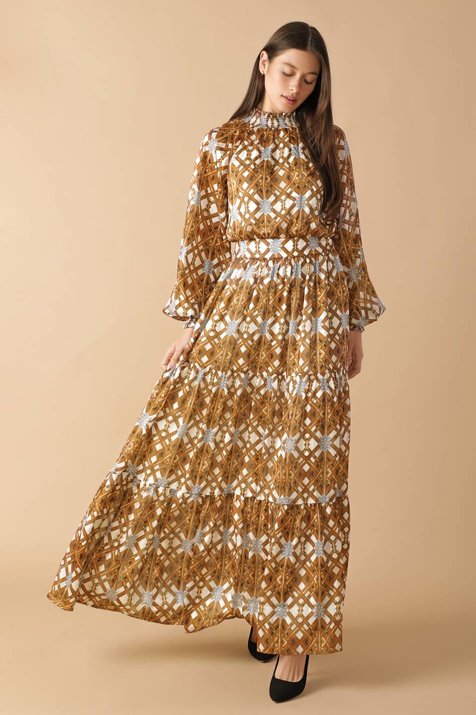 Celestial Cascade Woven Maxi Dress