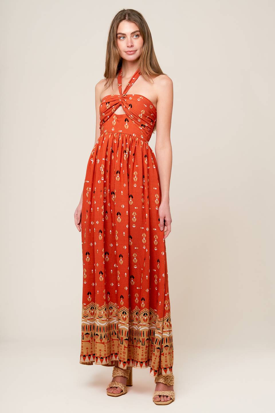 Terracotta Woven Maxi Dress