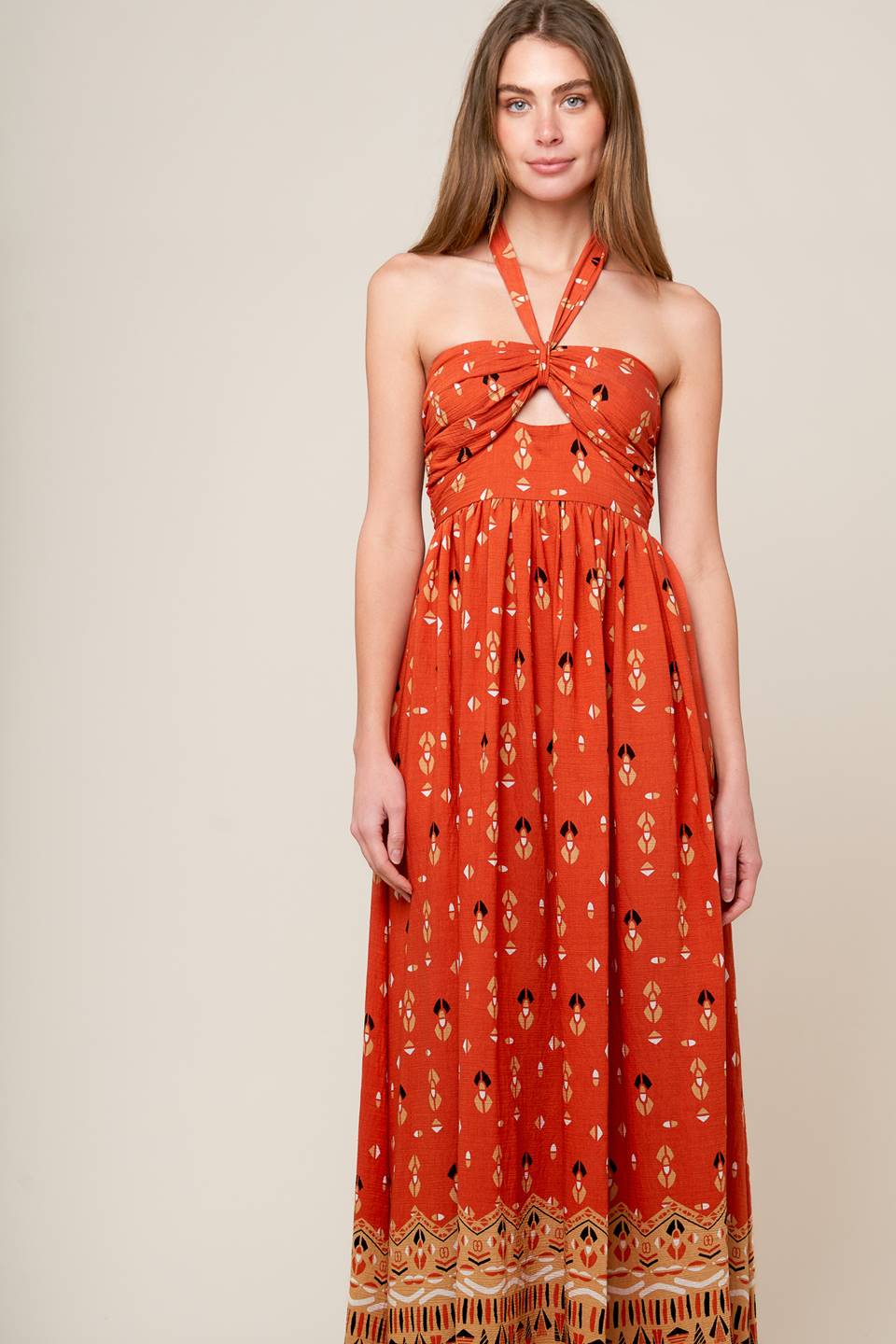 Terracotta Woven Maxi Dress