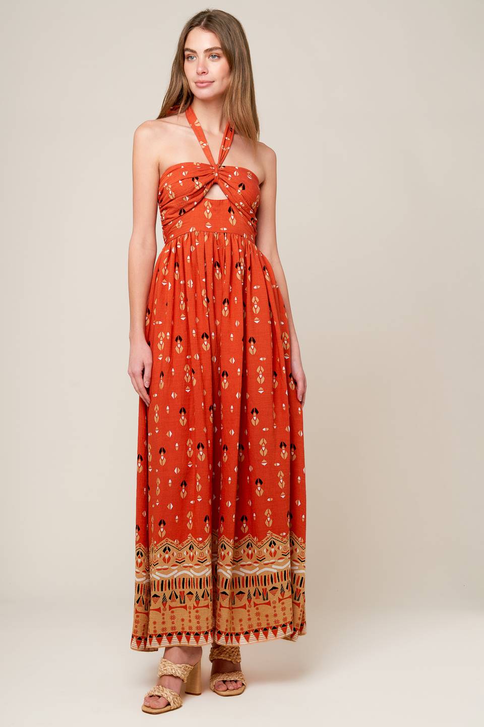 Terracotta Woven Maxi Dress