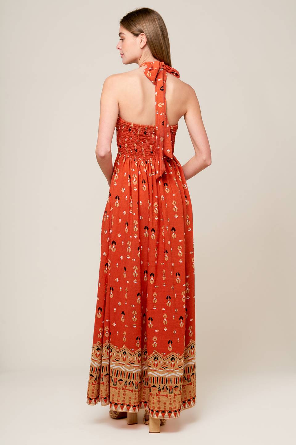 Terracotta Woven Maxi Dress