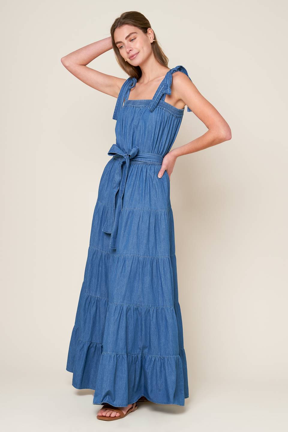 Prettiest Behavior Chambray Maxi Dress