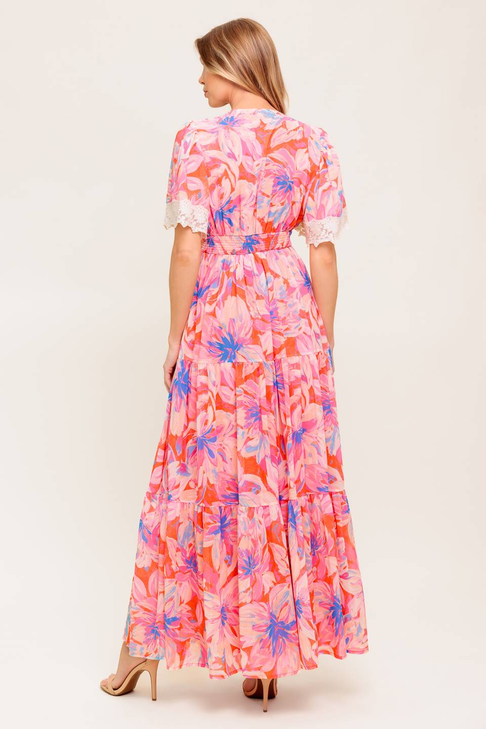 Minimal Floral Woven Maxi Dress