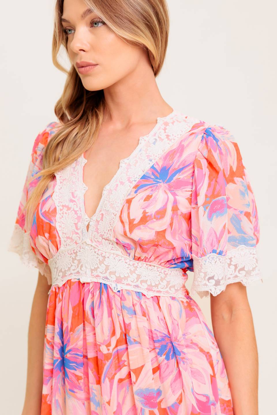 Minimal Floral Woven Maxi Dress
