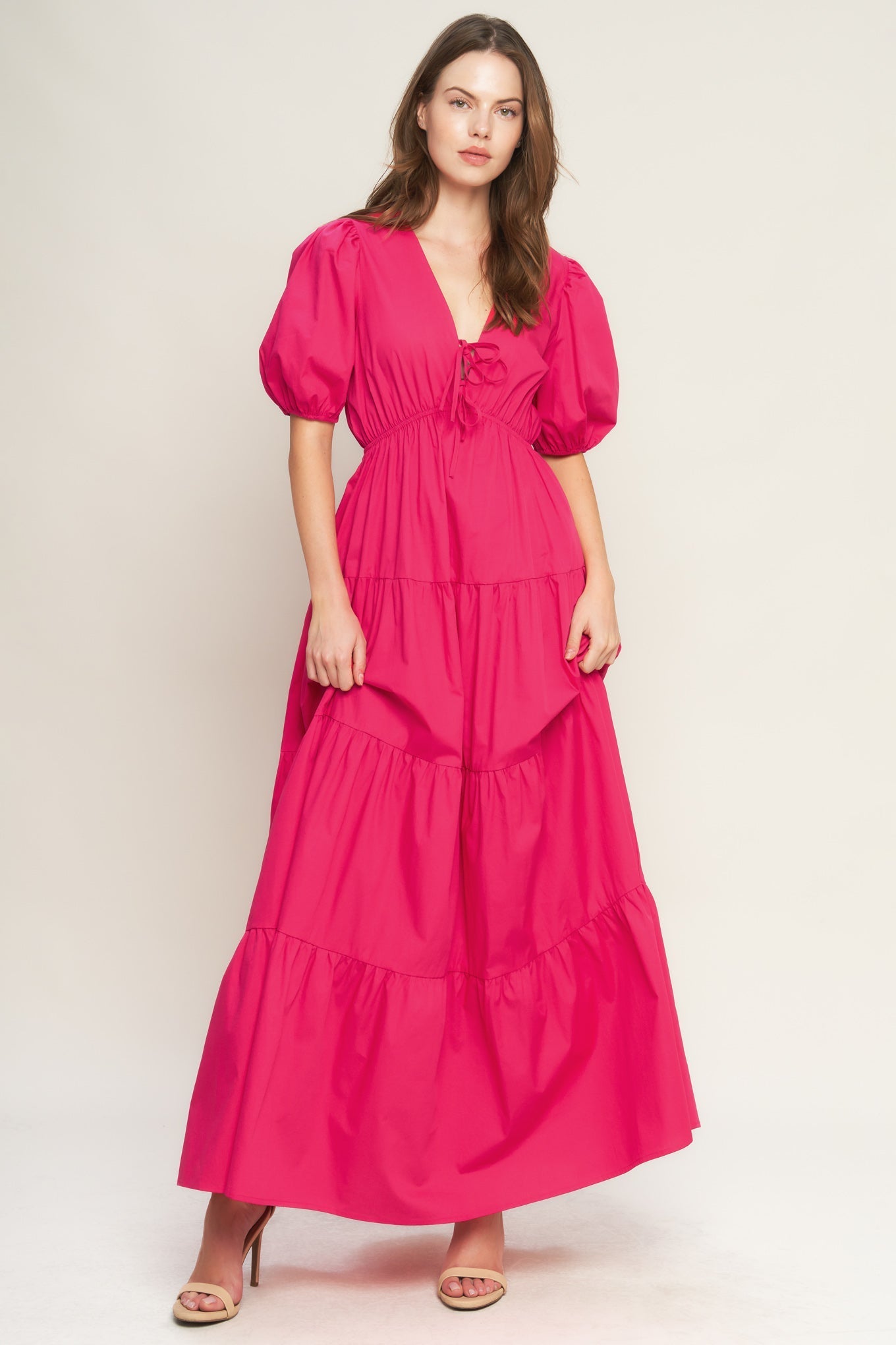 Fuchsia Summer Glow Woven Maxi Dress