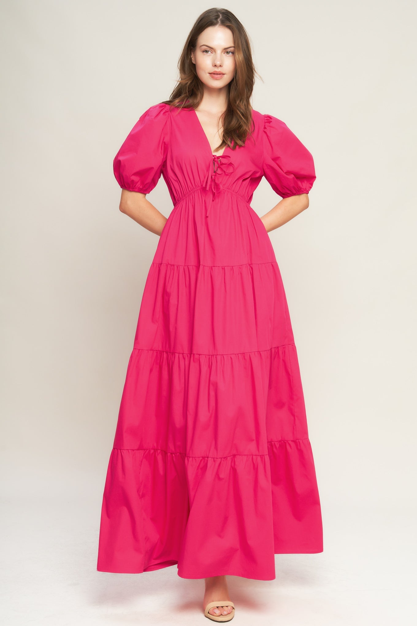 Fuchsia Summer Glow Woven Maxi Dress