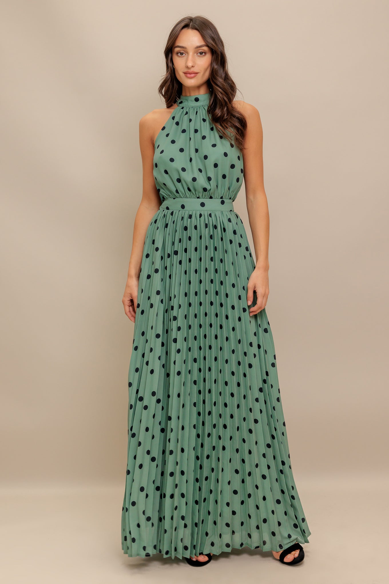 Halter Glow Dot Woven Maxi Dress