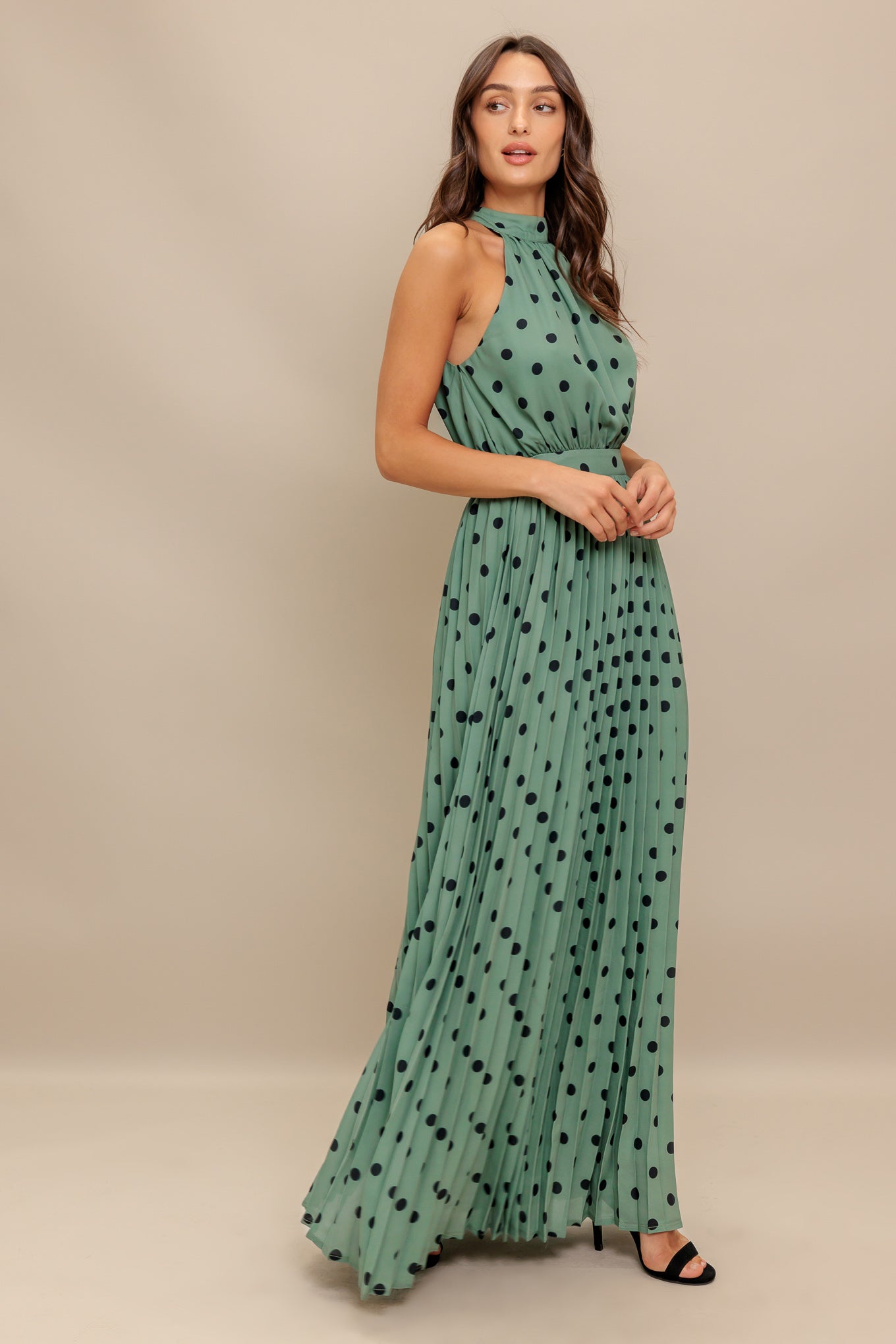 Halter Glow Dot Woven Maxi Dress