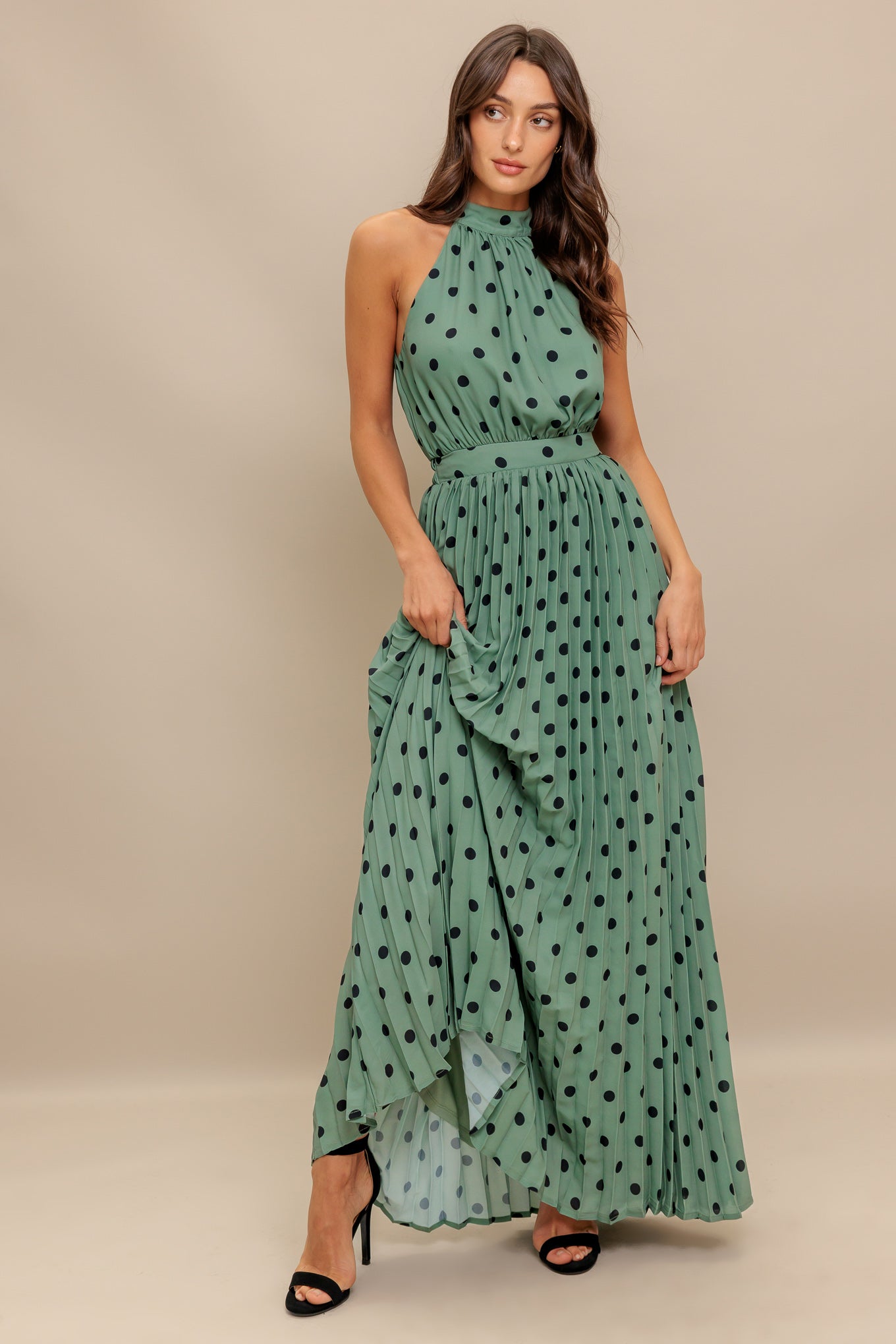 Halter Glow Dot Woven Maxi Dress