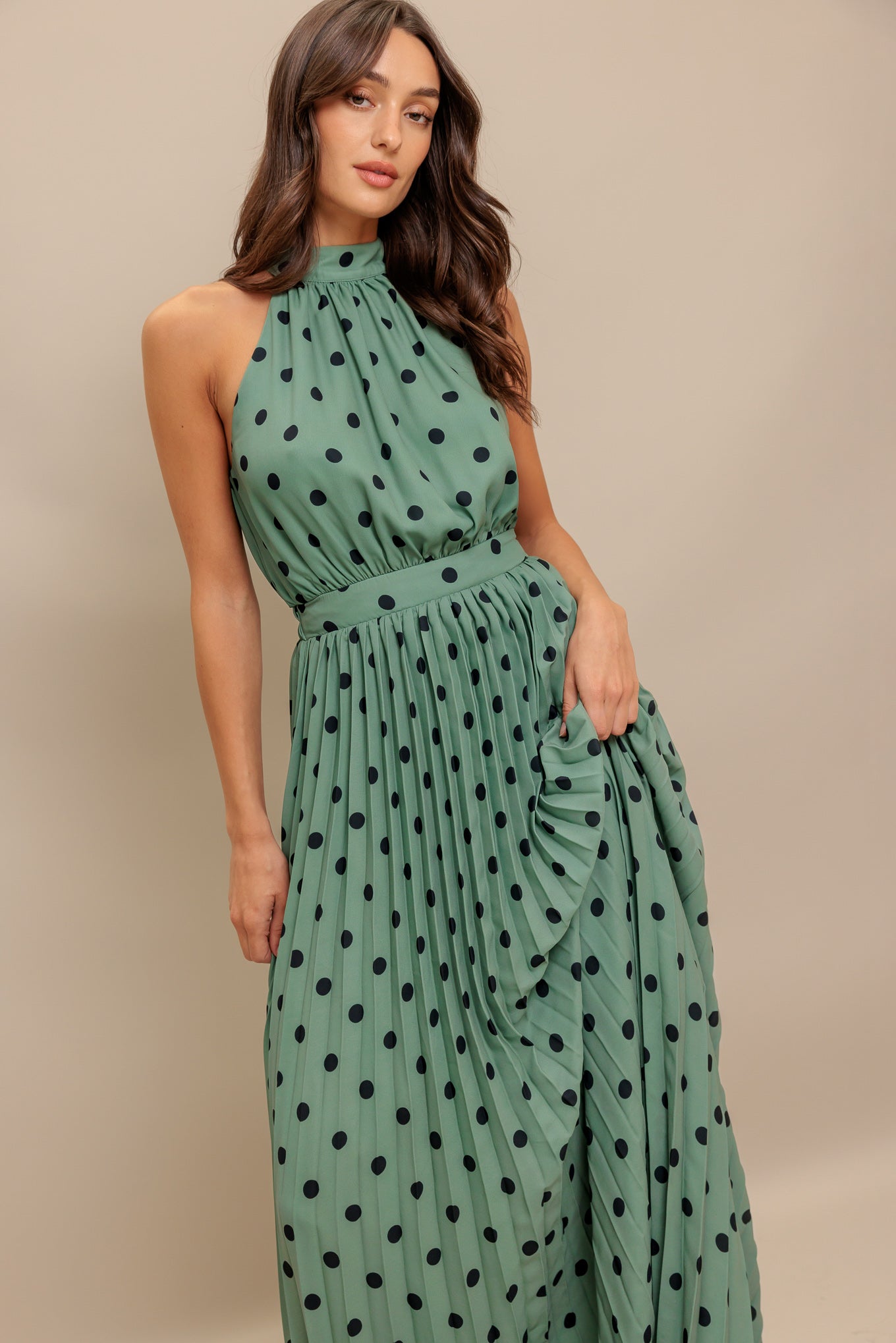 Halter Glow Dot Woven Maxi Dress