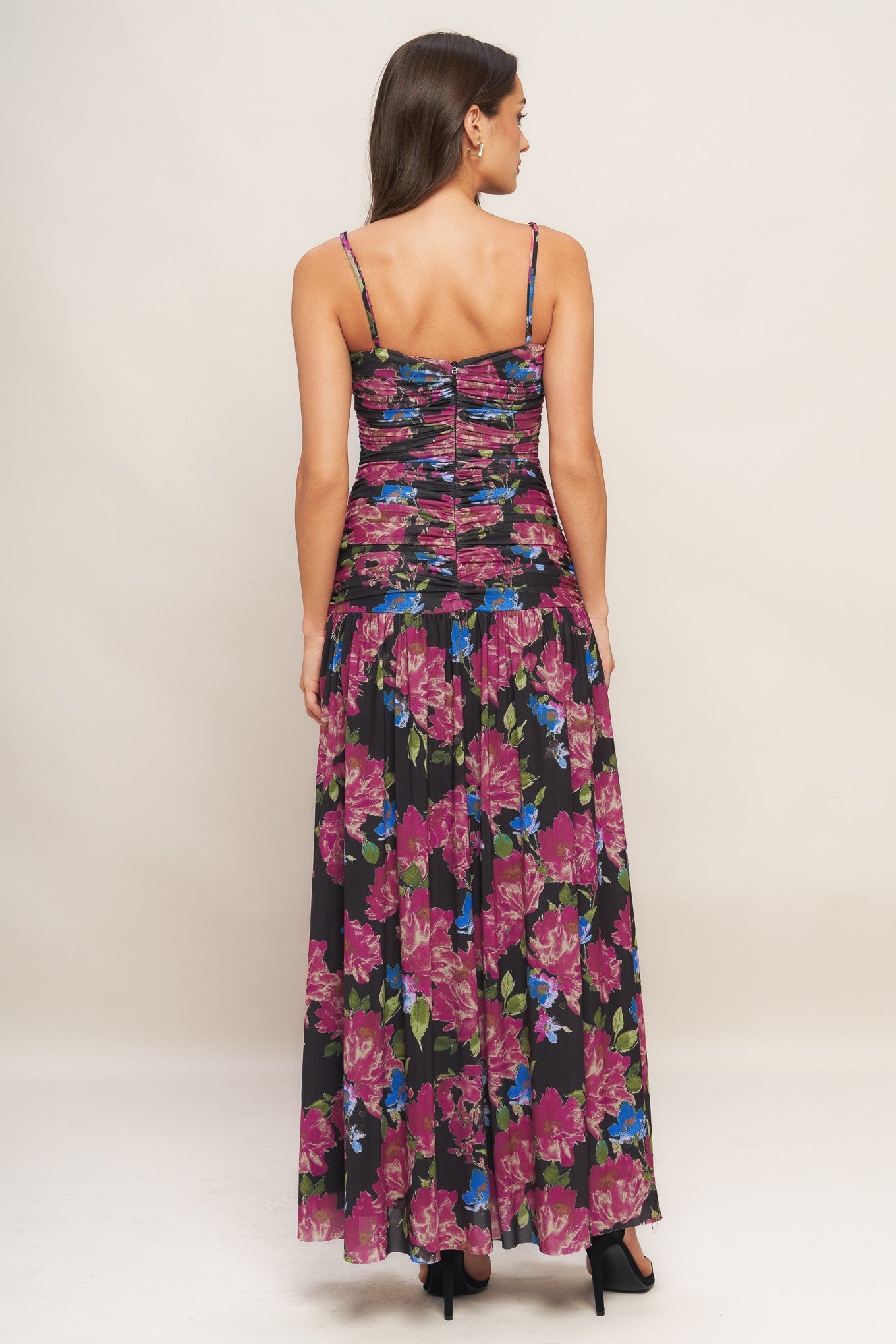 Night Florist Power-Mesh Maxi Dress