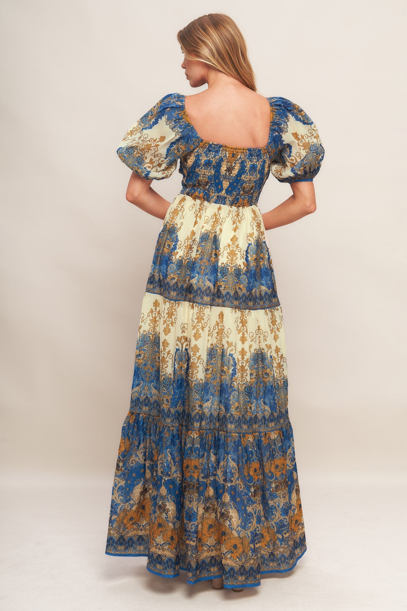 Midnight Serenade Empire-Waist Woven Maxi Dress