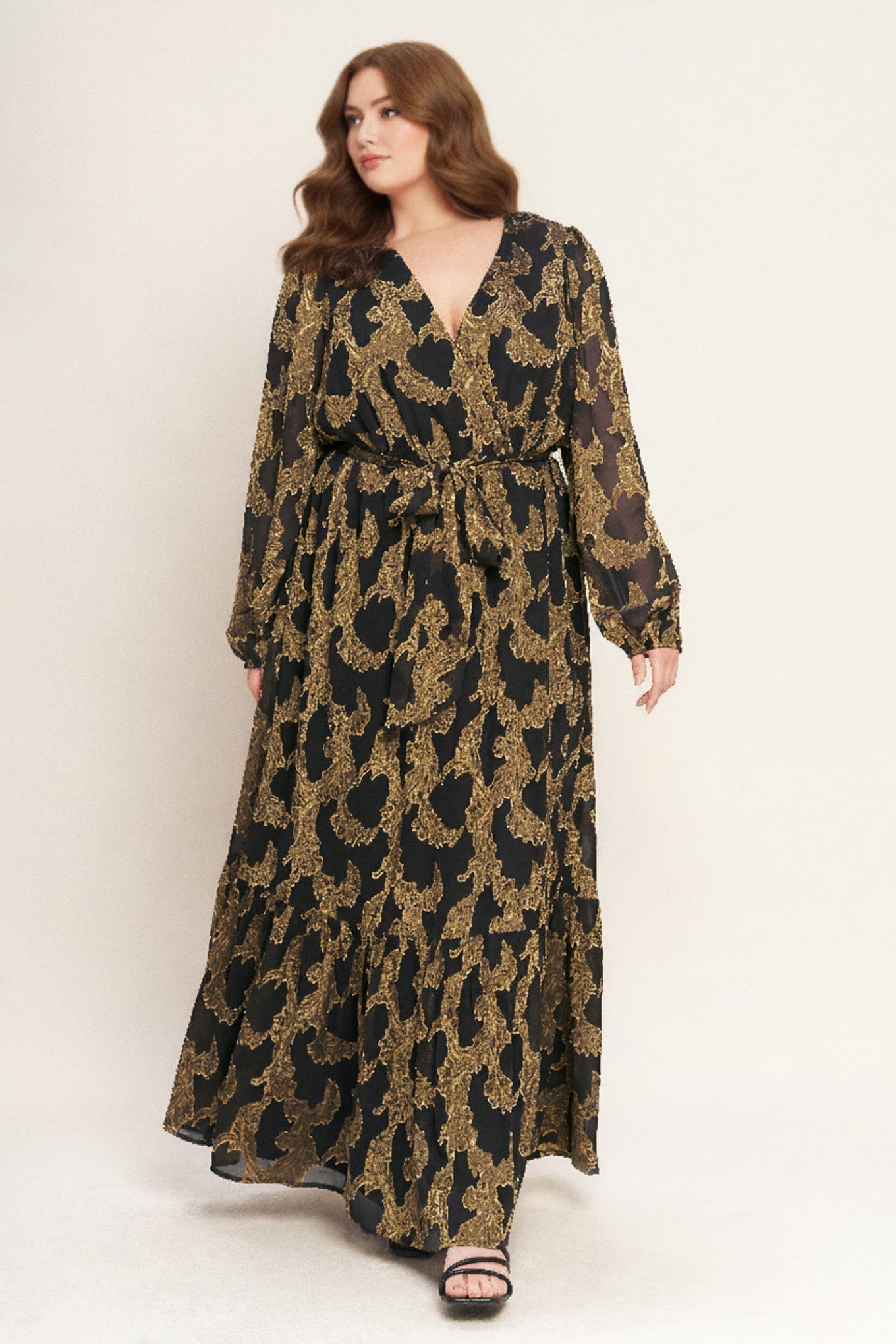 Midnight Moss Jacquard Woven Maxi Dress
