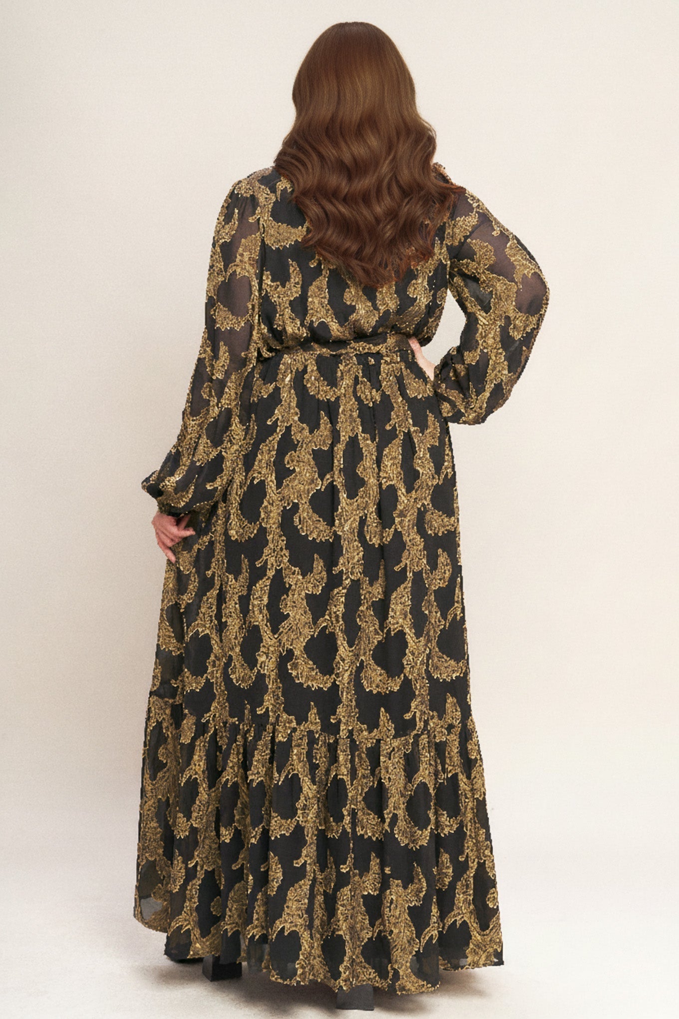 Midnight Moss Jacquard Woven Maxi Dress
