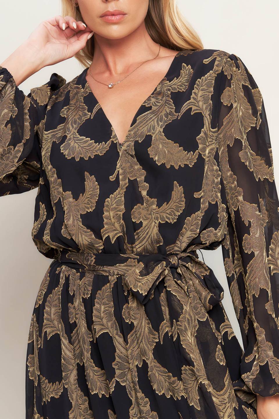 Midnight Moss Jacquard Woven Maxi Dress