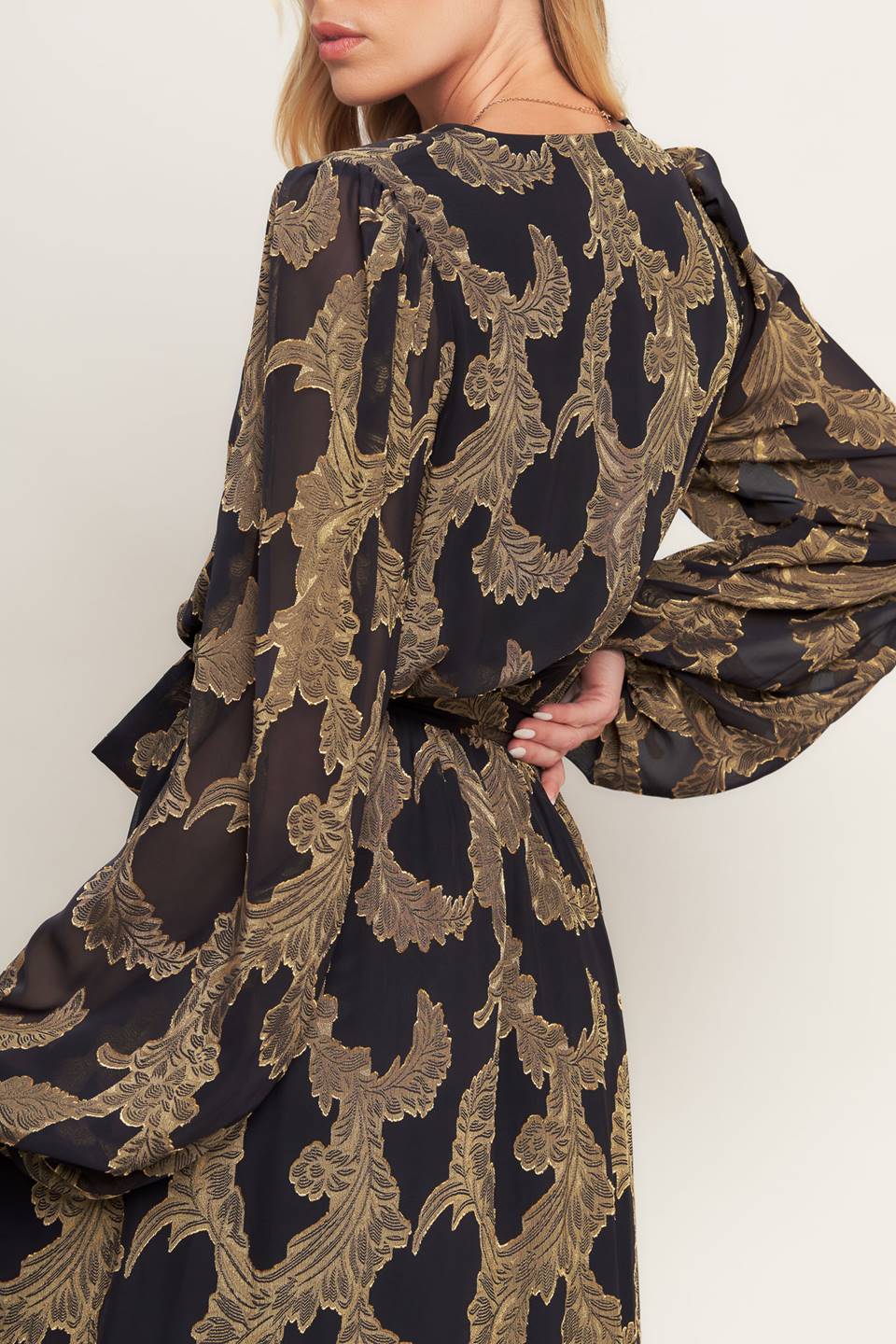 Midnight Moss Jacquard Woven Maxi Dress