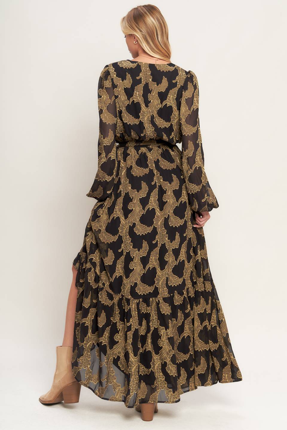Midnight Moss Jacquard Woven Maxi Dress