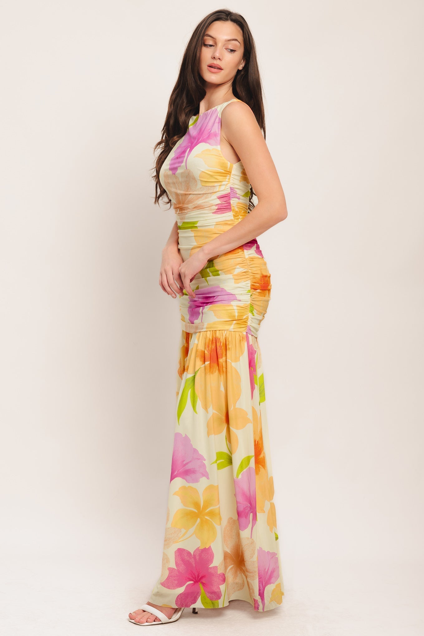 Warm Breeze Blooms Power-Mesh Maxi Dress