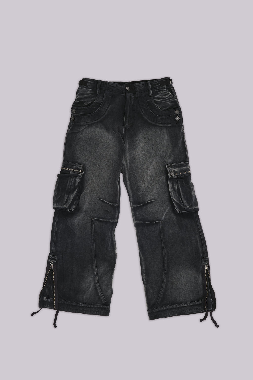 Sun Faded Black Trooper Cargo Pants