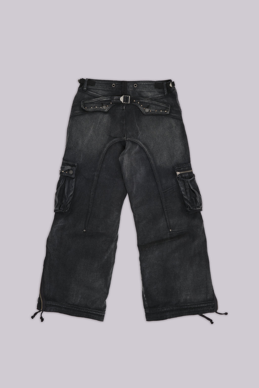 Sun Faded Black Trooper Cargo Pants