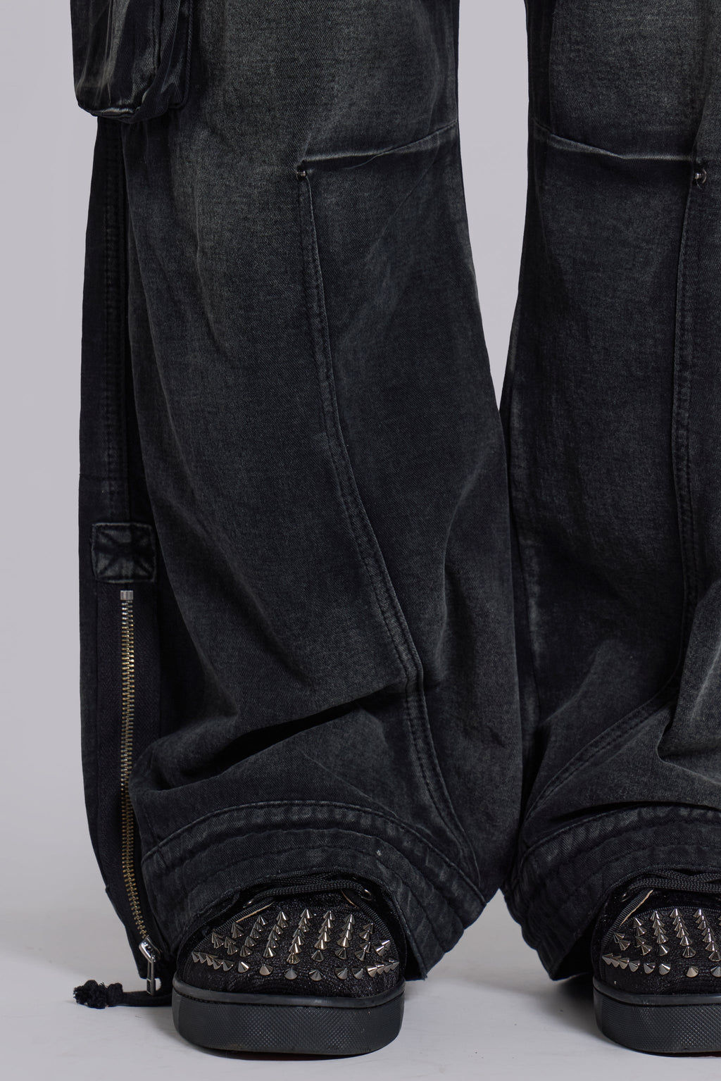 Sun Faded Black Trooper Cargo Pants